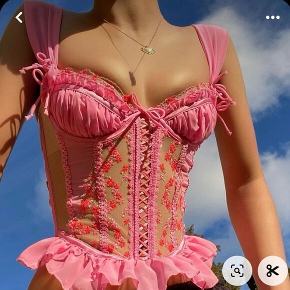 NWT For Love and Lemons Bouquet Embroidery Corset XL - Picture 11 of 11